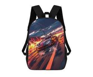 sinyumoney Racing Car Speeding Through Flames Backpack School Bag Lightweight Airport College Students Back Pack for School/Work/Travel 17inch
