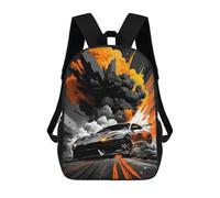 sinyumoney Racing Car with Explosion Background Children's School Backpack 3D Printed for Kids Travel Rucksacks Book Bags Kids School Bag 17inch