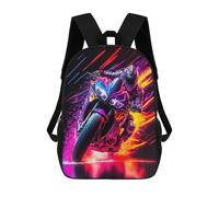 sinyumoney Racing Motorcycle Neon Art School Backpack Secondary Causal Travel High School Bags for Campus Outdoor Travel Sports 17inch