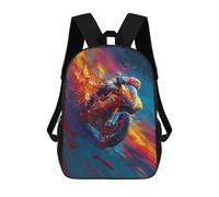 sinyumoney Racing Motorcycle Speed Artwork Kids School Backpack 3D Printed Fashion School Bag Casual School Bag for Boys Elementary And Middle School Students 17inch