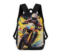 sinyumoney Racing Spirit Motorcycle Speed Artwork -1 Kids School Backpack 3D Printed Backpacks Fashion School Bag Rucksacks for Boys Elementary And Middle School Students 17inch