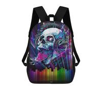 sinyumoney Rad Raspberry Music Skull Backpack, Children's Backpack, Student School Bag Bookbag Rucksack, 3D Printed School Bag for Boys Girls 17inch