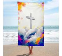 sinyumoney Radiant Cross in Heaven's Light Basics Towel Set Sand Free Quick Dry Absorbent Compact Beach Towel for Spa Gym Hotel One Size