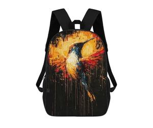 sinyumoney Radiant Flight Contemporary Expressionist Hummingbird Backpacks 3D Printed Kids School Backpack School Bag Fashion Rucksacks for Boys Elementary And Middle School Students 17inch