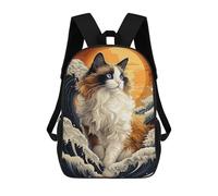 sinyumoney Ragdoll Cat in The Waves Backpack School Daypacks Business Backpack Water Resistant Bookbag for Girls Boys Teenage 17inch