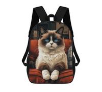 sinyumoney Ragdoll Cat on Red Couch Backpack School Bag Water Resistant Travel Backpack Computer Bag for Camping Outdoor Adventures And Daily Travel 17inch