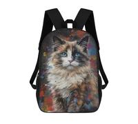 sinyumoney Ragdoll Cat Painting Children's Backpacks Kids Fun School Bag Boys Backpack Travel Bag Student Schoolbag Book Stationery Bag Chool Bags 17inch
