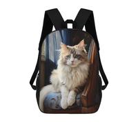sinyumoney Ragdoll Cat Portrait Children's 17 Inch School Backpack 3D Printed Cool Knapsack for Kids Travel Rucksacks Book Bags Kids School Bag
