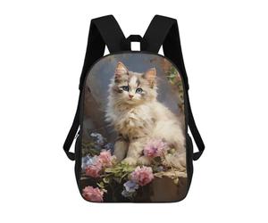 sinyumoney Ragdoll Kitten Portrait 3D Printed 17 Inch School Backpack Children's Backpacks 3D Printed Cool Knapsack for Boys Elementary And Middle