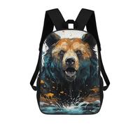 sinyumoney Raging Bear Splash Children's Backpack, Schoolbag Large Capacity Students Bookbag Rucksack Knapsack for Boys Girls Adults Teen 17inch