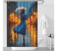 sinyumoney Rain And Amber - Walking Through The Memory Lights Bath Shower Curtains Mildew Washable Waterproof Cloth Fabric Decor Bath Curtains for Travel Trailer 46.85x70.87Inch（119x180cm）