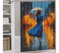 sinyumoney Rain And Amber - Walking Through The Memory Lights Shower Curtains Mould Proof Waterproof Polyester Fabric Decor Bath Curtains for Bathroom Wet Room 64.17x70.87Inch（163x180cm）
