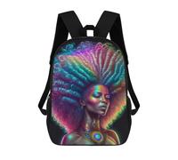 sinyumoney Rainbow Afro Goddess 17 Inch School Bag Backpack Teen Schoolbag 3D Printing Adjustable Schoolbag Fashion Pocket Bag for Kids Boys Girls Students