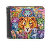 sinyumoney Rainbow Animal Kingdom 3D Print PUMen's Leather Wallet Safe Protection Card Fashion Slim Leather Wallet Youth Guys 11.7cm*9.5cm