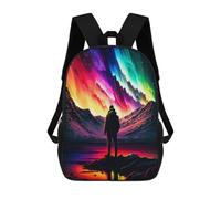 sinyumoney Rainbow Aurora Reflection Kids Children School Backpack 17 Inch Bookbags Casual Travel Rucksack Boys Girls Large Capacity Daypack 17inch