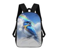 sinyumoney Rainbow Bird Sky Art Print School Backpack Fashion Stationery Backpack Waterproof Casual Daypacks for Men/Women 17inch