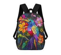 sinyumoney Rainbow Bird Stained Glass Art School Backpack Lightweight Schoolbag Dayback Bookbag College for Camping Outdoor Adventures And Daily Travel 17inch