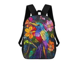 sinyumoney Rainbow Bird Stained Glass Art School Backpack Lightweight Schoolbag Dayback Bookbag College for Camping Outdoor Adventures And Daily Travel 17inch
