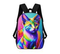 sinyumoney Rainbow Cat Art Print 3D Printed Children's School Backpack for Kids High Capacity Travel Rucksacks 17 Inch Book Bags Kids