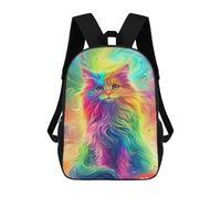 sinyumoney Rainbow Cat Art Print Backpack School Bag Rucksack Casual Daypacks School Work Travel Bag for Teenage Girls Boys Women Men 17inch