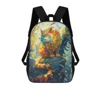 sinyumoney Rainbow Cat in Amazon Rainforest Children's Backpacks School Backpack 3D Printed for Kids Travel Rucksacks Book Bags Kids 17inch School Bag