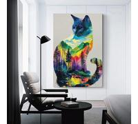 sinyumoney Rainbow Cat Nature's Palette Art Poster Print-denoise-denoise Wall Art Poster Scroll Canvas Painting Picture Living Room Decor Home 12x18inch(30x45cm)