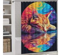 sinyumoney Rainbow Cat Reflection -1 Anti-Mould Proof Resistant Thicken Durable Polyester Hilarious Bath Curtain for Travel Trailer 64.17x70.87Inch（163x180cm）