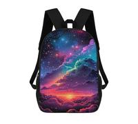 sinyumoney Rainbow Clouds in Starry Sky Backpack School Bag Daypacks Business Backpack Water Resistant Bookbag for Girls Boys Teenage 17inch