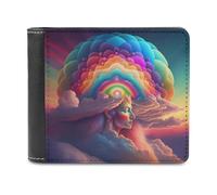 sinyumoney Rainbow Clouds in The Sky 3D Print Men's Wallet Multiple Slots Banknote Compartments Soft Convenient Purse Youth Guys 11.7cm*9.5cm