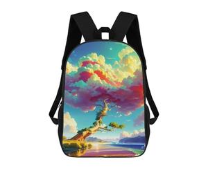 sinyumoney Rainbow Clouds Over Serene Lake Kids Backpacks,3D Personalized School Bookbags for Boys Girls Large Schoolbags Casual Daypack 17inch
