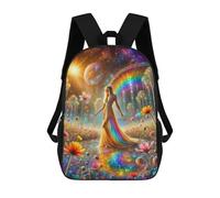 sinyumoney Rainbow Cosmic Garden Backpacks 3D Printed Kids School Backpack School Bag Fashion Rucksacks for Boys Elementary And Middle School Students 17inch