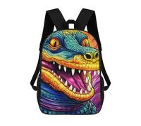 sinyumoney Rainbow Crocodile Artwork School Backpack Rucksack Casual Daypacks School Work Travel Bag for Campus Outdoor Travel Sports 17inch
