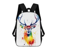 sinyumoney Rainbow Deer Watercolor Kids Backpack, Kids School Bag 3D Printed School Backpacks for Boys And Teenager School Students 17inch