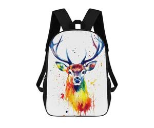 sinyumoney Rainbow Deer Watercolor School Bags High Secondary School Bags Casual Backpack for Camping Outdoor Adventures And Daily Travel 17inch