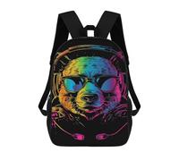 sinyumoney Rainbow Dog DJ Headphones Art Backpack School Bag Business Durable Laptop Bag for Campus Outdoor Travel Sports 17inch
