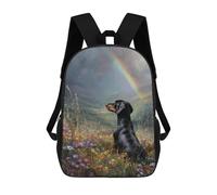 sinyumoney Rainbow Dog Field Painting Backpack School Daypacks Business Backpack Water Resistant Bookbag for Boys/Girls/Teenagers 17inch