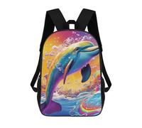 sinyumoney Rainbow Dolphin Dive Kids Backpack,School Backpack Kids School Bag 3D Printed Cartoon Large Capacity Backpack for Kids Boys And Girls 17inch