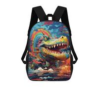 sinyumoney Rainbow Dragon Cityscape School Bags School Secondary High School College Backpack Travel for Boys/Girls/Teenagers 17inch