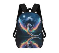 sinyumoney Rainbow Dragon Fantasy Art Backpacks Kids School Backpack School Bag 3D Printed School Bag for Boys Elementary And Middle School Students 17inch