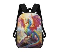 sinyumoney Rainbow Dragon Majesty Kids Backpack,School Backpack Kids School Bag 3D Printed Cartoon Large Capacity Backpack for Kids Boys And Girls 17inch