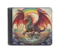 sinyumoney Rainbow Dragon Skyward Flight 3D Print Clutch Purse ID Window Coin RFID Blocking Banknote Compartments Slim Elegant Wallets Youth Guys 11.7cm*9.5cm
