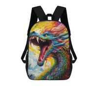 sinyumoney Rainbow Dragon's Roar Kids School Backpack 3D Printed Fashion School Bag Casual School Bag for Boys Elementary And Middle School Students 17inch