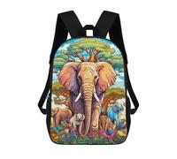 sinyumoney Rainbow Elephants in Paradise Backpacks, Kids Backpack Student School Bag 3D Printed Travel Backpacks Fashion Accessory Backpack Children Waterproof School Bags 17inch