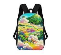 sinyumoney Rainbow Fields of Dreams Kids School Backpack 3D Printed Fashion School Bag Casual School Bag for Boys Elementary And Middle School Students 17inch