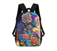 sinyumoney Rainbow Flower Goddess School Backpack for Girls Backpack Water Repellent Casual Daypack Lightweight Rucksack Boy Girl School Backpack 17inch