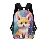 sinyumoney Rainbow Fox Cub Art Print Backpacks 3D Printed 17inch Kids School Backpack Outdoor Casual Daypack Casual Travel Bags for Middle School Students