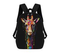 sinyumoney Rainbow Giraffe Rucksacks 3D Printed Children 17inch Backpacks Fashion Casual Daypack Travel Bags Outdoor Casual Daypack for Boy And Girl
