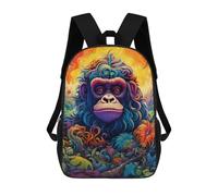 sinyumoney Rainbow Gorilla in Paradise Backpack Cartoon Plush Bag, 3D Backpack for Kids School Bag Birthday Gift Idea for Boys And Girls 17inch