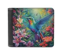 sinyumoney Rainbow Hummingbird Garden 3D Print Clutch Purse ID Window Coin Slots Note Section Soft Convenient Purse Youth Guys 11.7cm*9.5cm
