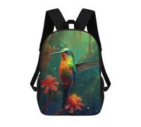 sinyumoney Rainbow Hummingbird in Amazon Rainforest-1 Children's Backpacks 17inch School Backpack 3D Printed Bag Bookbag for Kids Travel Rucksacks Boy Girl Book Bags Kids School Bag